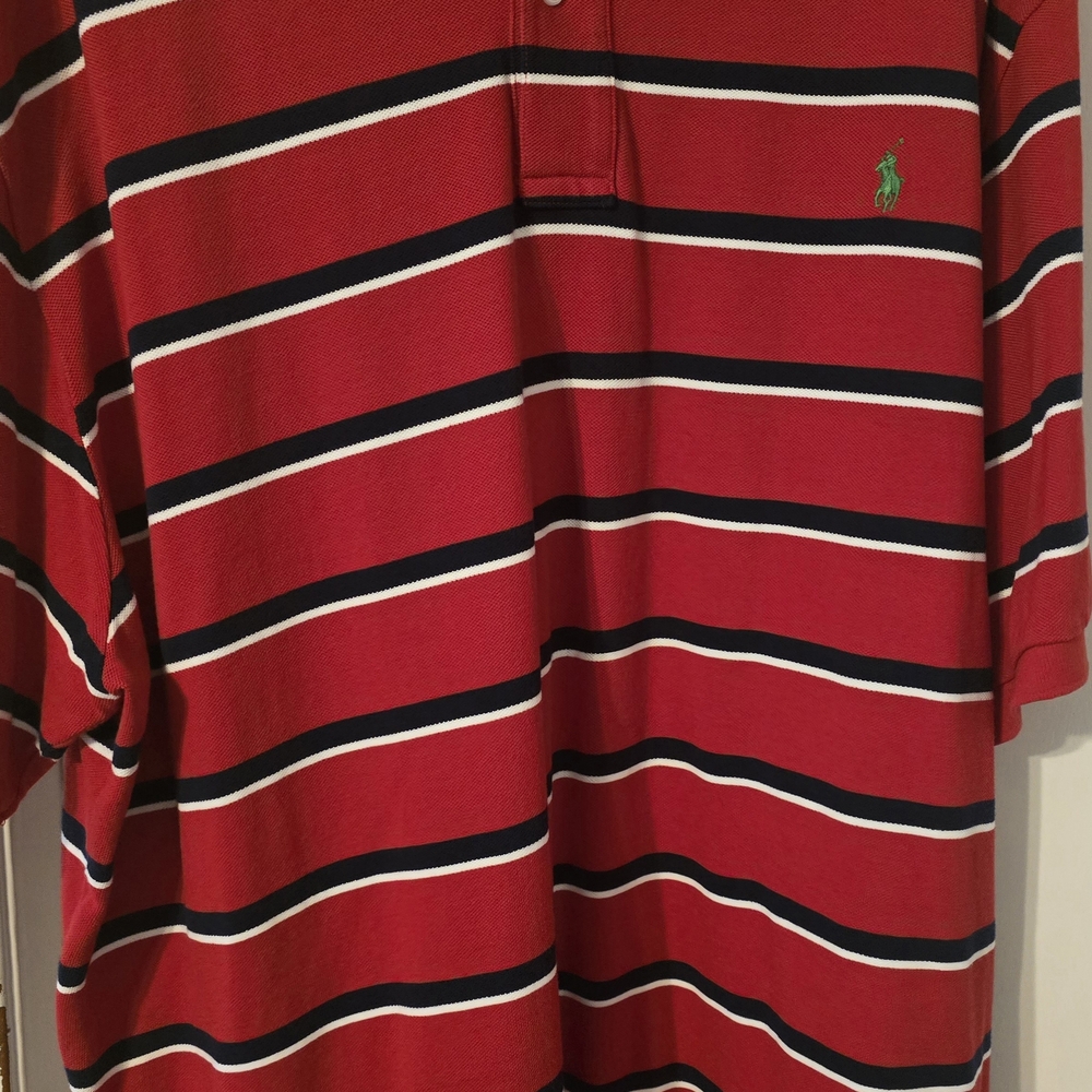 Polo by Ralph Lauren Men's Red and Black Striped Polo Shirt